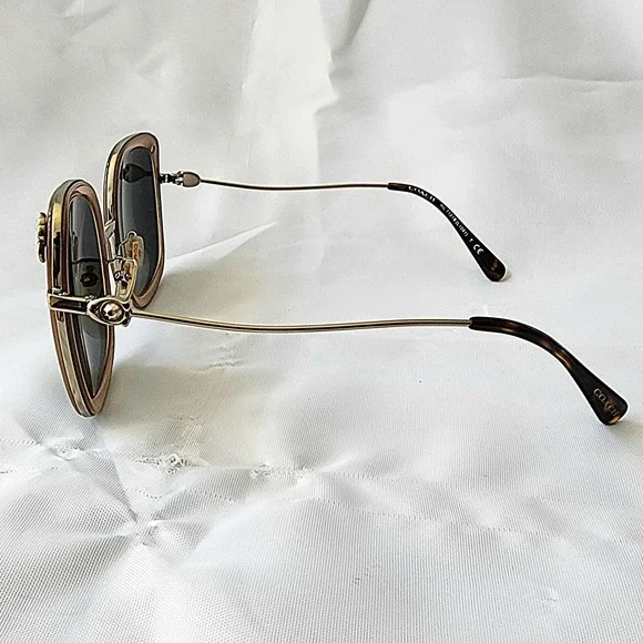 Coach Sunglasses HC7101B Square Brown Gold‎ Floral Accents Frames Only Rare OG - Picture 3 of 12